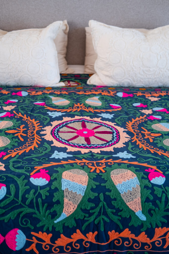 navy teal suzani throw